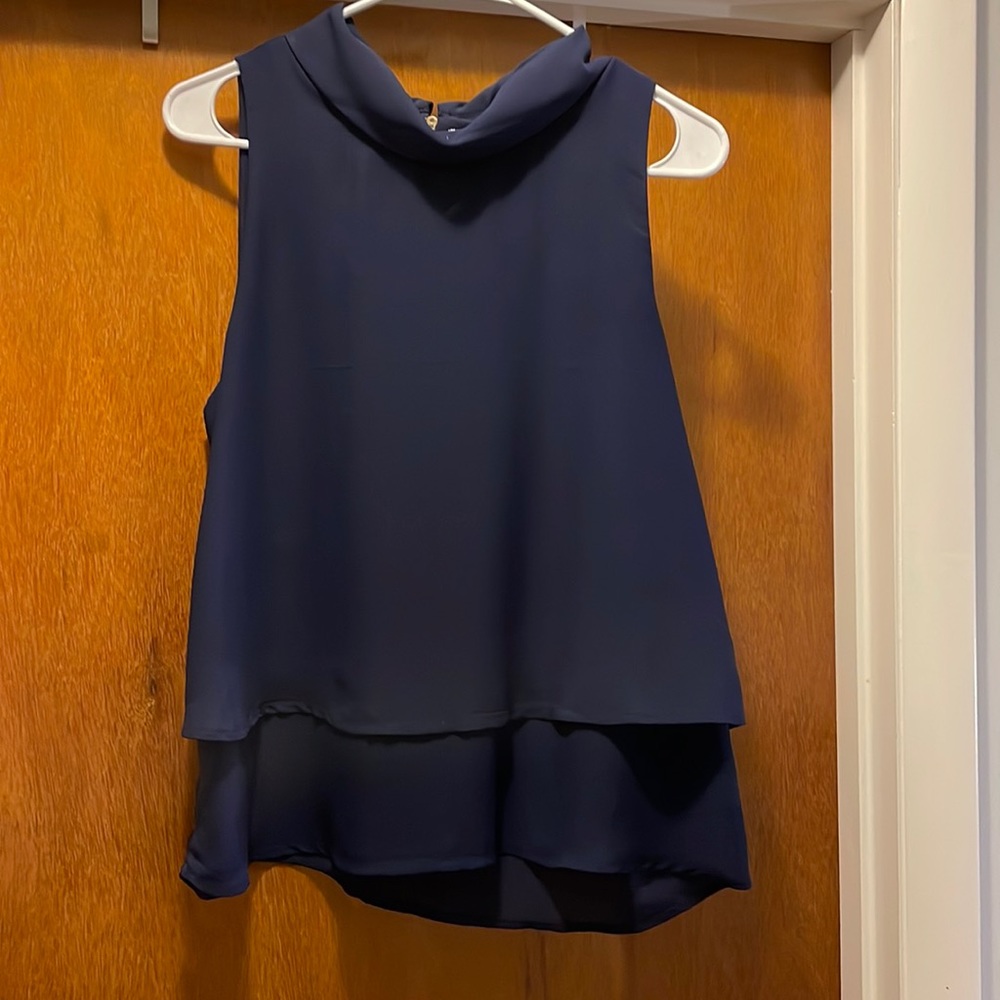 Navy blue sleeveless blouse NWOT